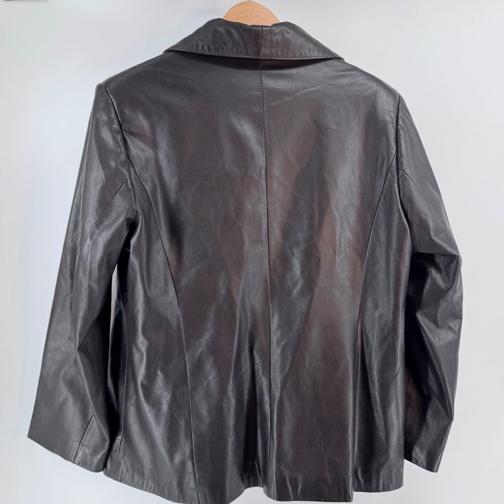 Vintage Chosen Couture XL Black Leather Blazer Jacket Women's Mid Length Parisia - Picture 7 of 16